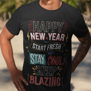 Happy New Year Start Fresh Bleibe Cool Behalt Blaz T-Shirt