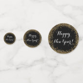 Happy New Year Table streuen Gold und schwarz Konfetti (Vorderseiten)