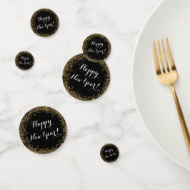 Happy New Year Table streuen Gold und schwarz Konfetti
