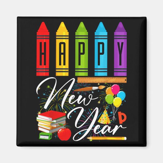 Happy New Year Teacher Fireworks New Years Eve Par Magnet (Vorne)