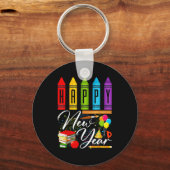 Happy New Year Teacher Fireworks New Years Eve Par Schlüsselanhänger (Vorderseite)