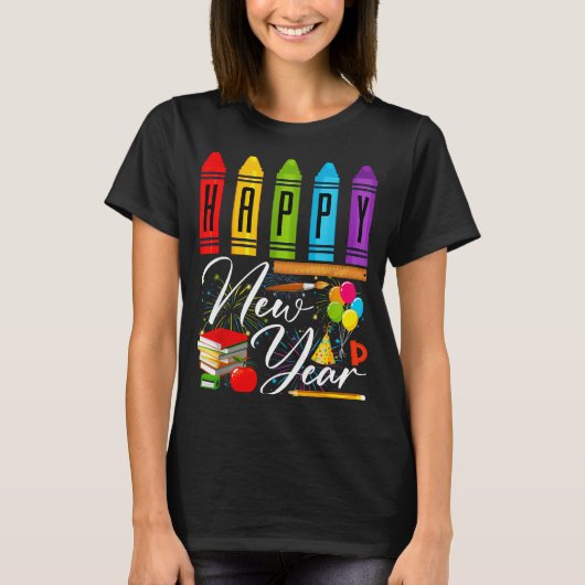 Happy New Year Teacher Fireworks New Years Eve Par T-Shirt (Vorderseite)