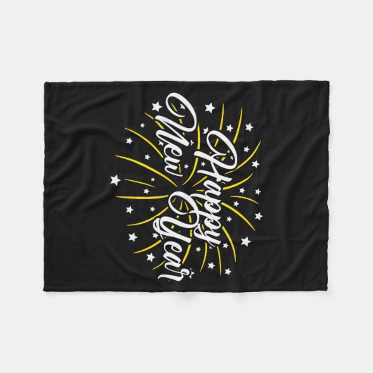 Happy New Year Tee Uni-kids Black Small Fleecedecke (Vorderseite (Horizontal))