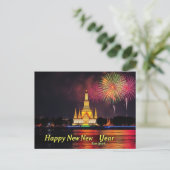 Happy New Year Temple Dawn Wat Arun Bangkok Postkarte (Stehend Vorderseite)