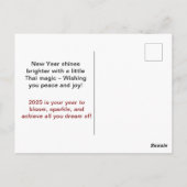 Happy New Year Temple Dawn Wat Arun Bangkok Postkarte (Rückseite)