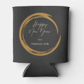 Happy New Year Text Gold Fleck Ring dunkelgrau Dosenkühler (Vorderseite)