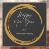 Happy New Year Text Gold Fleck Ring dunkelgrau Fensteraufkleber (Blatt 2)
