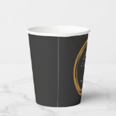 Happy New Year Text Gold Fleck Ring dunkelgrau Pappbecher (Rechts)