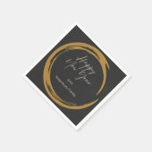 Happy New Year Text Gold Fleck Ring dunkelgrau Serviette (Ecke)