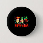 Happy New Year Three Gnomes Fireworks Confetti Nye Button (Vorderseite)