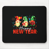 Happy New Year Three Gnomes Fireworks Confetti Nye Mousepad (Vorne)