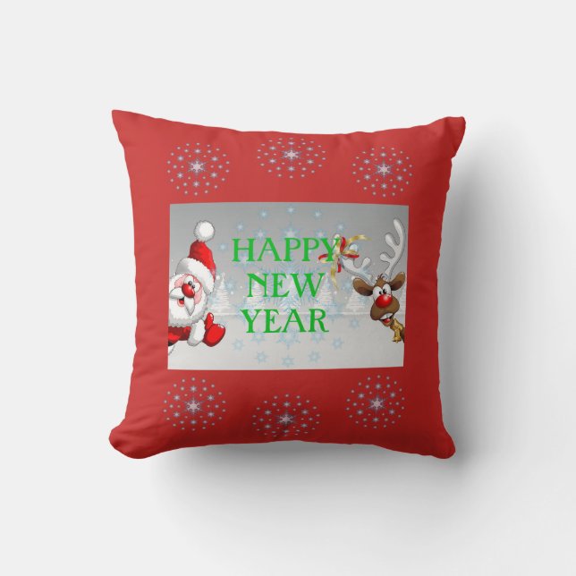 Happy New Year Throw Pillow Kissen (Vorderseite)
