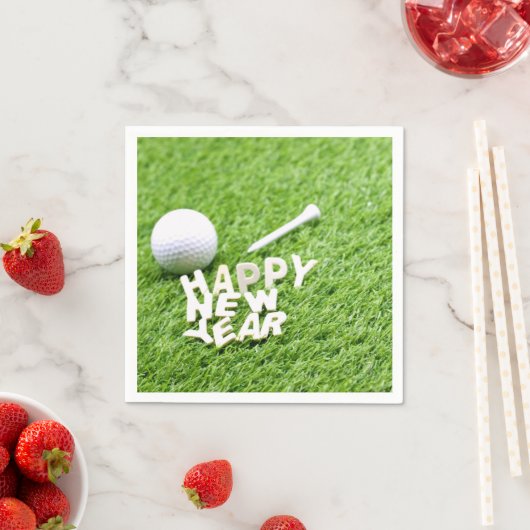 Happy New Year to golfer mit Golfball auf grün Serviette (Beispiel)