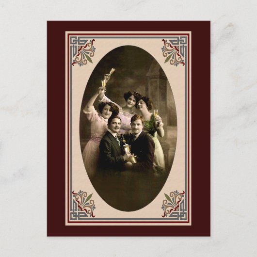 Happy New Year Toast Feiertagspostkarte (Vorderseite)