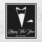 Happy New Year Tuxedo (oder Ihr Text) Weinetikett (Einzelnes Label)