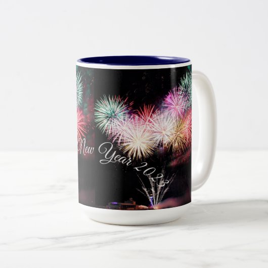 Happy new year Two-Tone coffee Tasse 2025 (VorderseiteRechts)