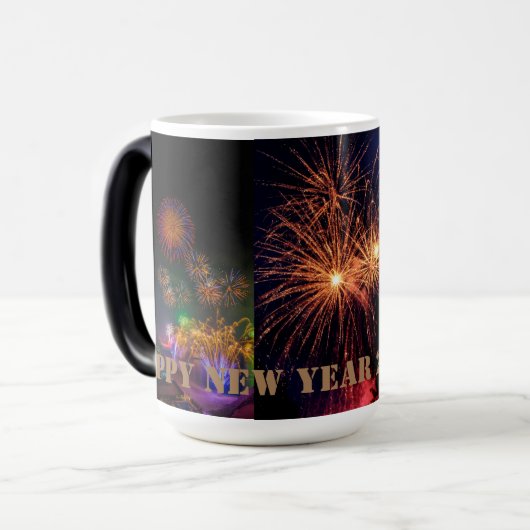 Happy New Year Two-Tone-Kaffee-Tasse Verwandlungstasse (Vorderseite Links)