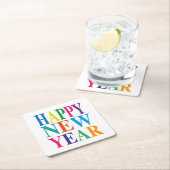 Happy New Year Typografy Rechteckiger Pappuntersetzer (Vor Ort)