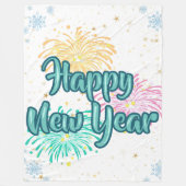 Happy New Year Typography Celebration Fleecedecke (Vorderseite)