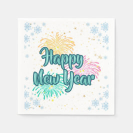 Happy New Year Typography Celebration Serviette