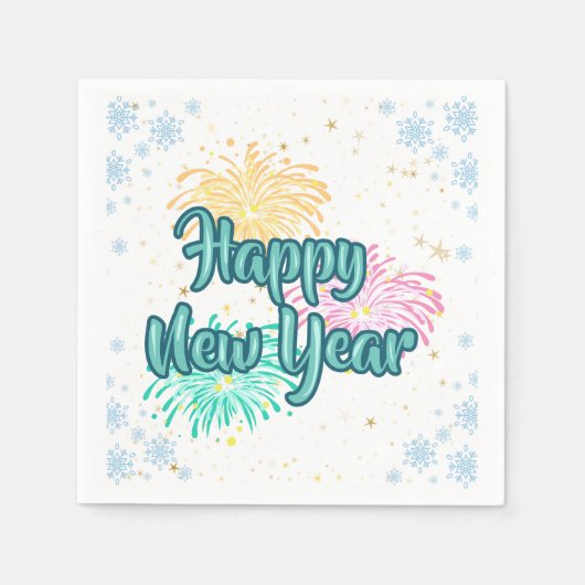Happy New Year Typography Celebration Serviette (Vorderseite)