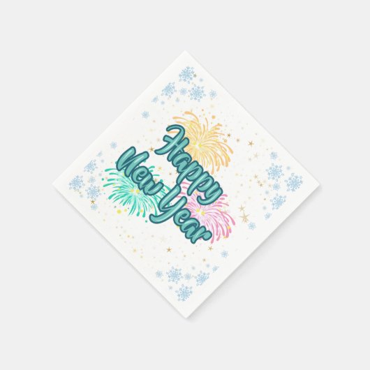 Happy New Year Typography Celebration Serviette (Ecke)