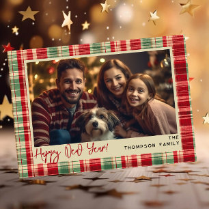 Happy New Year Vintage karierte benutzerdefinierte Feiertagskarte