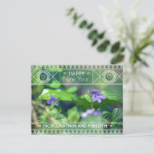 Happy New Year Violet Green Lila Flora Art Deco Postkarte (Stehend Vorderseite)