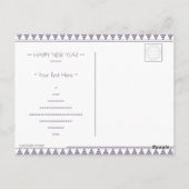 Happy New Year Violet Green Lila Flora Art Deco Postkarte (Rückseite)