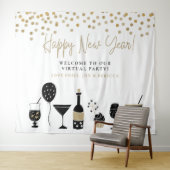 Happy New Year Virtual Party Hintergrundnamen Wandteppich (Beispiel (Horizontal))