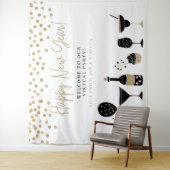 Happy New Year Virtual Party Hintergrundnamen Wandteppich (Beispiel)