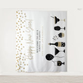 Happy New Year Virtual Party Hintergrundnamen Wandteppich (Vorderseite)