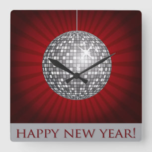 Happy New Year Wall Clock Quadratische Wanduhr
