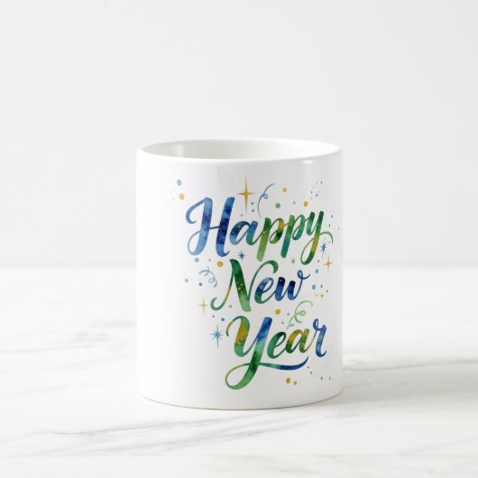 Happy New Year Watercolor Coffee Mug Kaffeetasse (Mittel)