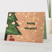 Happy New Year Weihnachtsbaum Karte (Vorderseite)