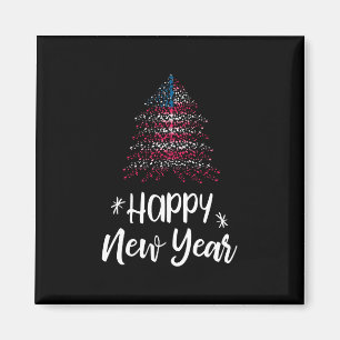 Happy New Year Weihnachtsbaum mit amerikanischer F Magnet