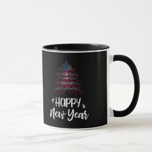 Happy New Year Weihnachtsbaum mit amerikanischer F Tasse