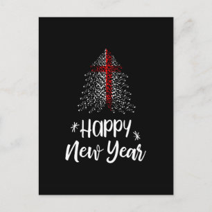 Happy New Year Weihnachtsbaum mit englischer Flagg Feiertagspostkarte
