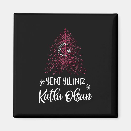 Happy New Year Weihnachtsbaum mit türkischer Flagg Magnet (Vorne)
