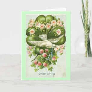 Happy New Year White Dove 1908 Vintage Feiertagskarte