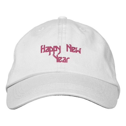 Happy New Year White-Hat rosa Farbe elegant Smart Bestickte Baseballkappe (Vorderseite)