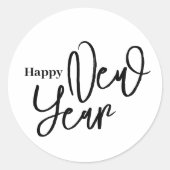 Happy New Year White Simple Runder Aufkleber (Vorderseite)
