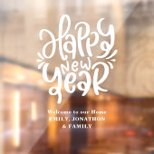 Happy New Year Willkommen bei Zuhause Name Script Fensteraufkleber (Blatt 2)