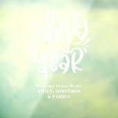 Happy New Year Willkommen bei Zuhause Name Script Fensteraufkleber (Blatt 3)