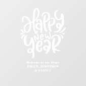 Happy New Year Willkommen bei Zuhause Name Script Fensteraufkleber (Blatt)
