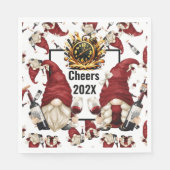 Happy New Year Wine Gnomes Serviette (Vorderseite)