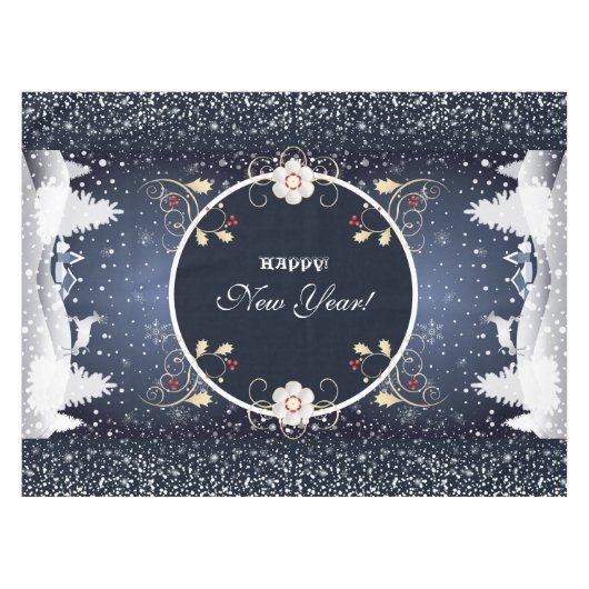 Happy New Year! Winter Fairy Tale Fantasy blue Tischdecke (Vorderseite (Horizontal))