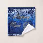Happy New Year Wirbel Blue Badhandtuch Set (Waschlappen)