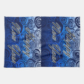 Happy New Year Wirbel Blue Küchentuch (Horizontal)