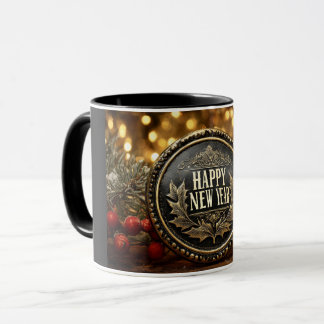 happy new year wishes on a festive background tasse